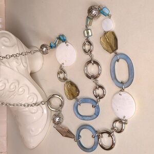 Lia Sophia Necklace Mother Of Pearl Blue Cable Chain Victoria Coastal Grandma